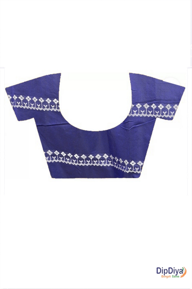 Blue Cotton Blended Pareta Hand Loom Saree (310)